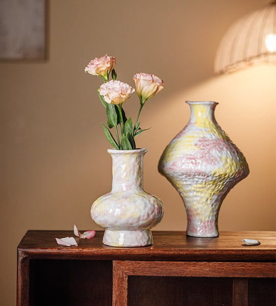 Modern Bouquet Flower Vases, Handmade Water Holding Flower Vases, Centerpiece on Dining Table, Large Flower Vase on Table, Pottery Flower Vases-Paintingforhome