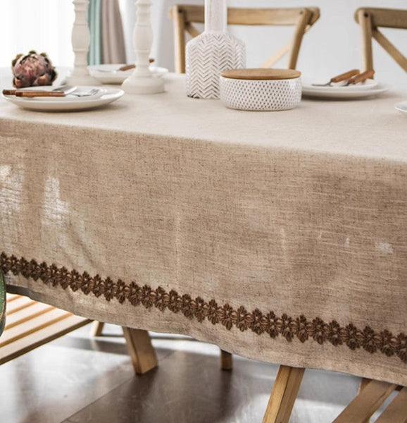 Cotton and Linen Tablecloth for Home Decoration, Large Rectangle Table Cover for Dining Room Table, Modern Table Cloth, Square Tablecloth for Round Table-Paintingforhome
