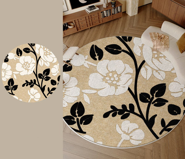 Bedroom Abstract Modern Area Rugs, Geometric Round Rugs for Dining Room, Circular Modern Rugs under Chairs, Contemporary Modern Rug for Living Room-Paintingforhome