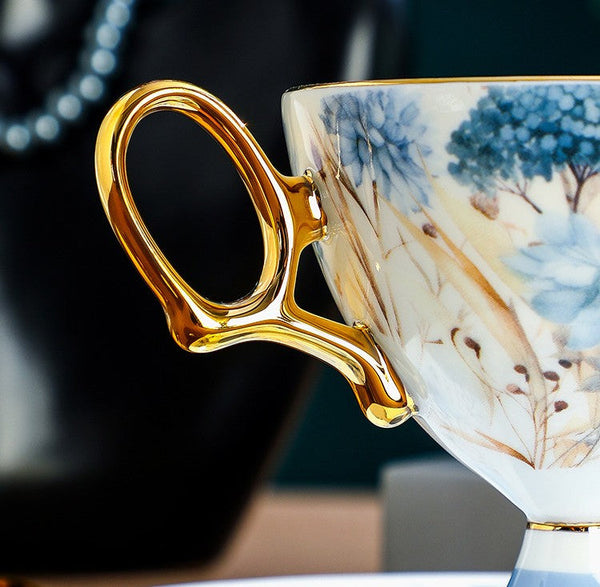 Porcelain Tea Cup Set and Saucer Set, British Tea Cup set, Ceramic Tea Cup and Saucer Set in Gift Box, Elegant Ceramic Coffee Cup with Saucer-Paintingforhome