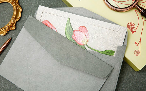 Creative Birthday Greeting Card, Tulip Flower Greeting Cards, Beautiful Greeting Cards to Friends, Original Handmade Greeting Cards-Paintingforhome