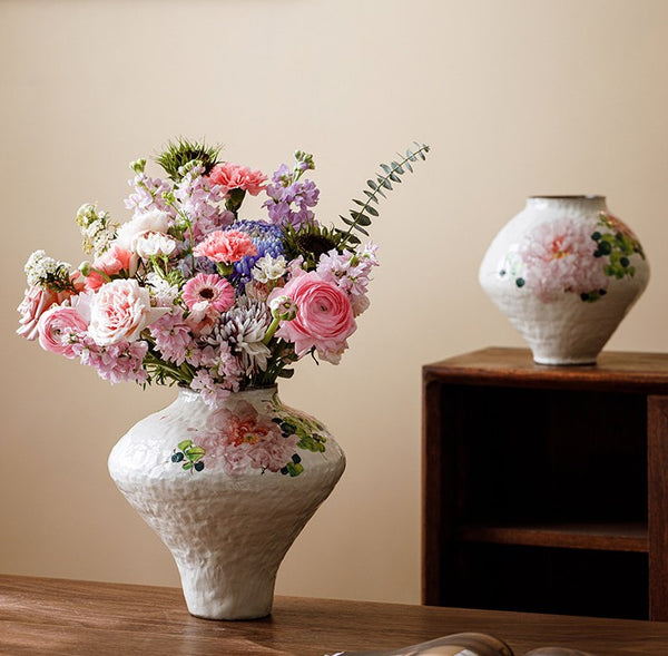 Modern Porcelain Flower Vases, Flower Vases on Table, Handmade Water Holding Flower Vases, Centerpiece on Dining Table, Ceramic Bouquet Vases-Paintingforhome