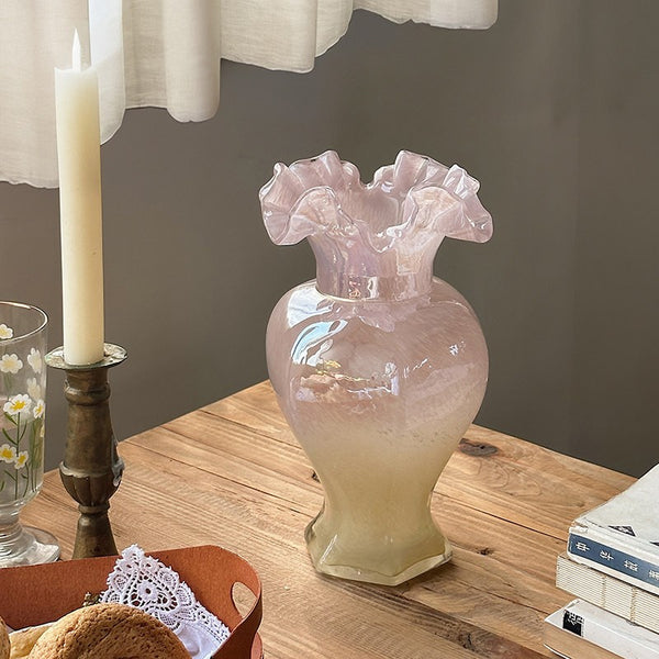 Water Holding Flower Vases, Glass Bud Vases, Bouquet Flower Vase, Vintage Glass Flower Vases, Handmade Flower Vases on Table