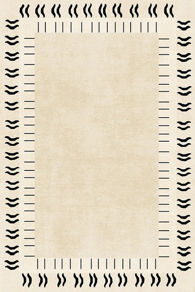 Unique Modern Rugs for Dining Room, Mid Century Modern Rugs Next to Bed, Thick Contemporary Rugs for Bedroom, Cream Modern Carpets for Living Room-Paintingforhome