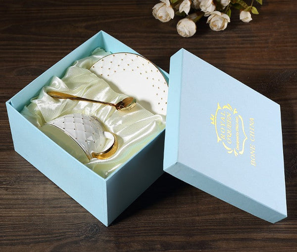Elegant Ceramic Tea Cups, 6.8 oz Tea Cup and Saucer in Gift Box as Birthday Gift, Beautiful British Tea Cups, Creative Porcelain Tea Cup Set-Paintingforhome