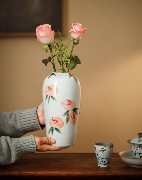Handmade Water Holding Flower Vases, Modern Flower Vase Centerpiece on Table, Porcelain Flower Vases, Ceramic Bouquet Vases-Paintingforhome