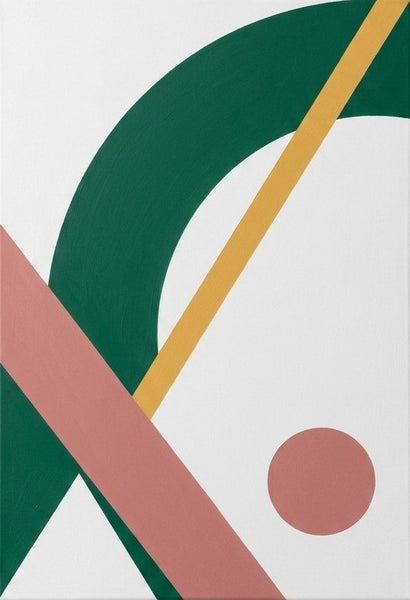 Acrylic Abstract Art, White, Green, Dusty Pink Colors, Original Geometric Abstract Art for Mid-Century Contemporary Living Room