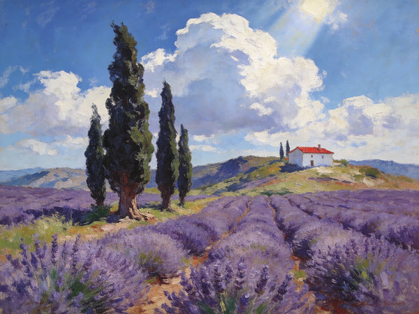 Landscape Oil Paintings, Lavender Fields in the Countryside, Small Oil Paintings on Wall, Original Artwork Small Wall Art, Hand Painted Canvas Art, Original Oil Paintings-Paintingforhome