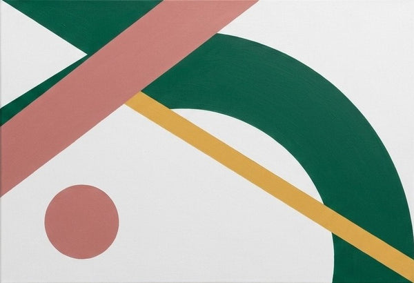Acrylic Abstract Art, White, Green, Dusty Pink Colors, Original Geometric Abstract Art for Mid-Century Contemporary Living Room