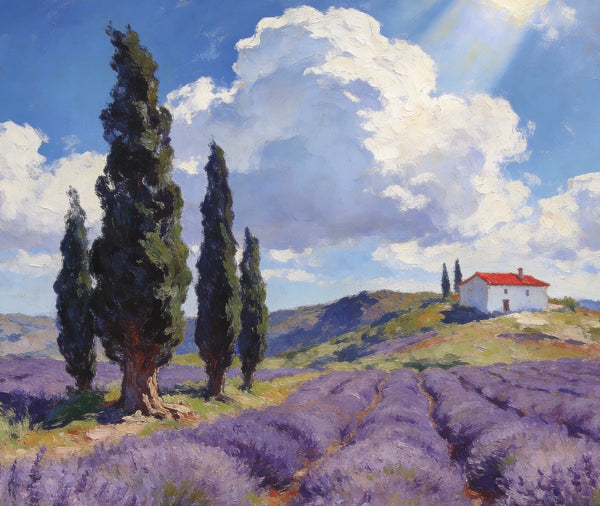 Landscape Oil Paintings, Lavender Fields in the Countryside, Small Oil Paintings on Wall, Original Artwork Small Wall Art, Hand Painted Canvas Art, Original Oil Paintings-Paintingforhome