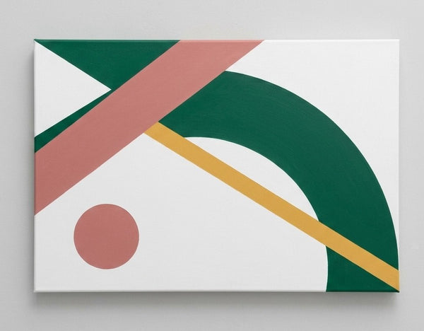 Acrylic Abstract Art, White, Green, Dusty Pink Colors, Original Geometric Abstract Art for Mid-Century Contemporary Living Room