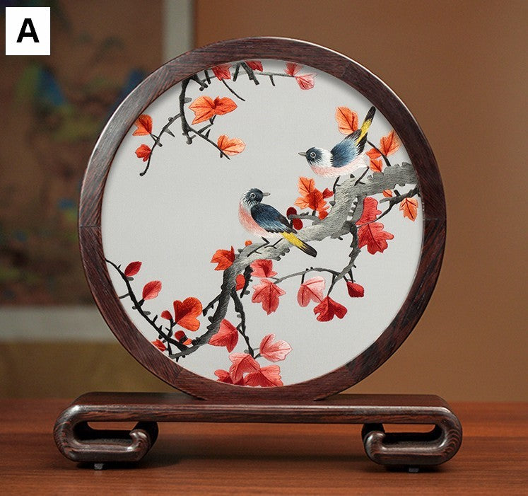 Beautiful Flower and Birds Silk Embroidery Ornaments, Traditional Chinese Suzhou Silk Embroidery, Exclusive Business Presents, Creative Birthday Gift, Premium Souvenir-Paintingforhome