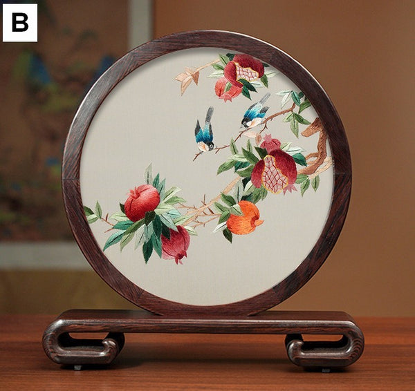 Beautiful Flower and Birds Silk Embroidery Ornaments, Traditional Chinese Suzhou Silk Embroidery, Exclusive Business Presents, Creative Birthday Gift, Premium Souvenir-Paintingforhome