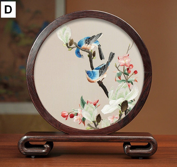 Beautiful Flower and Birds Silk Embroidery Ornaments, Traditional Chinese Suzhou Silk Embroidery, Exclusive Business Presents, Creative Birthday Gift, Premium Souvenir-Paintingforhome