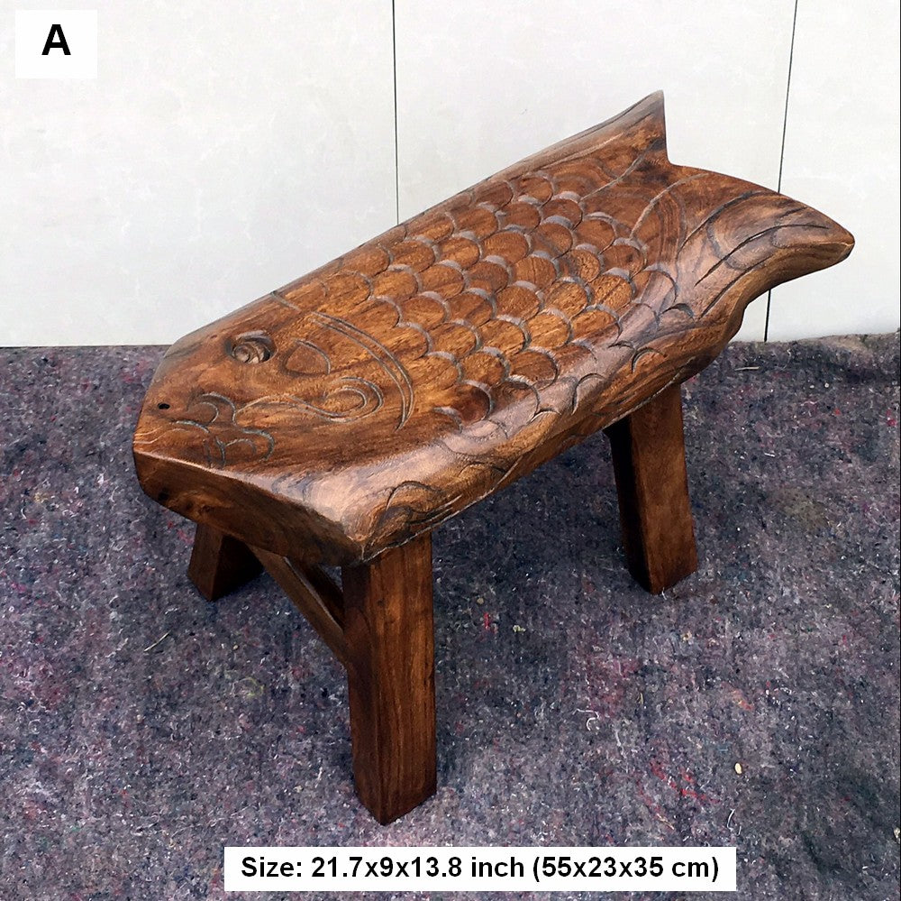 Handmade Solid Wood low Stool, Creative Shoe-changing Stool, Vintage Old Elm Wood Stool, Children's Wooden Stool, Sofa Stool, Dining Table Stool-Paintingforhome