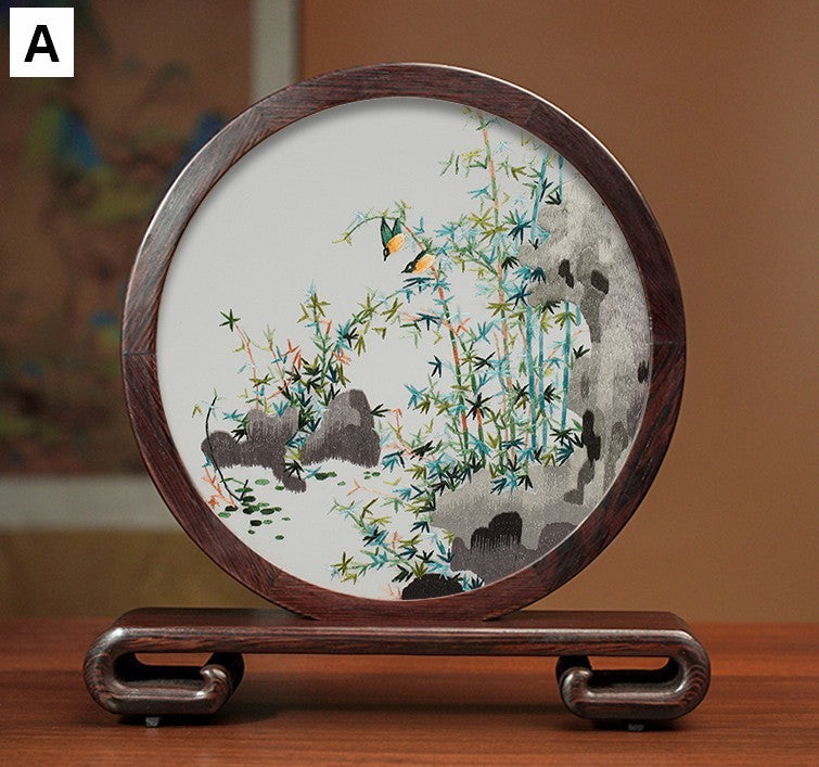 Elegant Silk Embroidery Ornaments, Traditional Chinese Suzhou Flower and Birds Silk Embroidery, Exclusive Business Presents, Creative Birthday Gift, Premium Souvenir-Paintingforhome