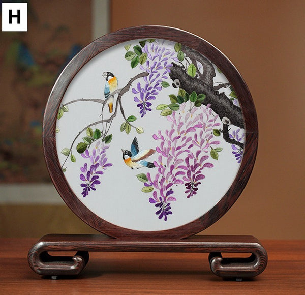 Beautiful Flower and Birds Silk Embroidery Ornaments, Traditional Chinese Suzhou Silk Embroidery, Exclusive Business Presents, Creative Birthday Gift, Premium Souvenir-Paintingforhome