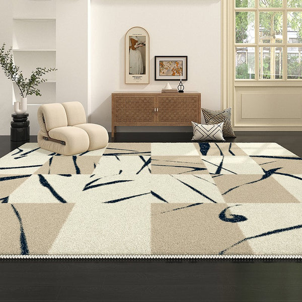 Rectangular Modern Rugs Next to Bed, Living Room Abstract Modern Rugs, Modern Rug Ideas for Bedroom, Dining Room Modern Floor Carpets-Paintingforhome