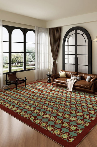 Mid Century Modern Rugs, Colorful Geometric Rugs for Dining Room, Minimalist Modern Rugs for Bedroom, Colorful Absract Rugs for Living Room-Paintingforhome