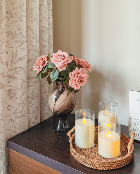 Vintage Glass Flower Vases, Water Holding Flower Vases, Handmade Glass Bud Vases, Flower Vases on Table-Paintingforhome