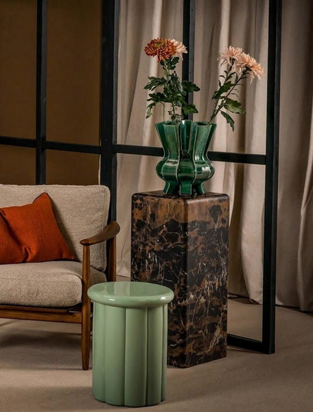 Unique Handmade Modern Flower Vase, Centerpiece Ceramic Bouquet Vases, Contemporary Vases on Dining Table, Green Porcelain Vases for Modern Home Decor-Paintingforhome