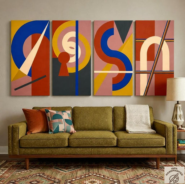 Hand Painted Canvas Art, Multi Panel Group Paintings, Modern Contemporary Paintings, Geometric Abstract Paintings