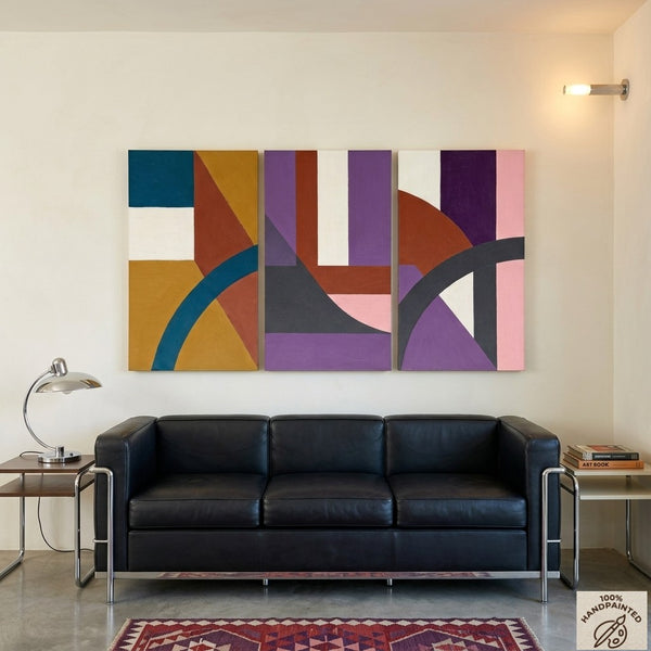 Large Abstract Paintings for Living Room, Multi Panel Canvas Art, Large Group Paintings, Geometric Abstract Paintings