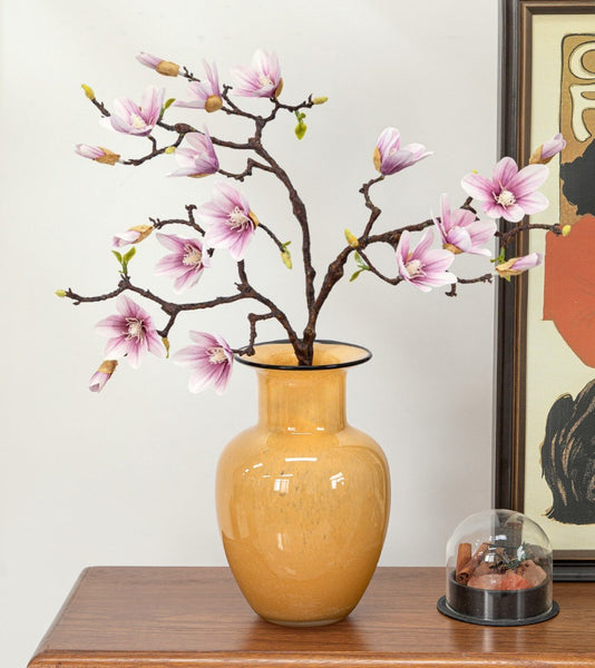 Contemporary Vases for Modern Home Decor, Handmade Liuli Vases, Color Glaze Vase, Yellow Glass Bud Vases, Centerpiece Vases on Table-Paintingforhome