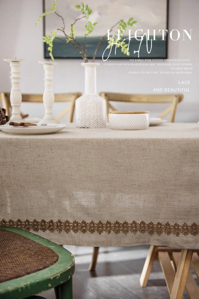 Cotton and Linen Tablecloth for Home Decoration, Large Rectangle Table Cover for Dining Room Table, Modern Table Cloth, Square Tablecloth for Round Table-Paintingforhome