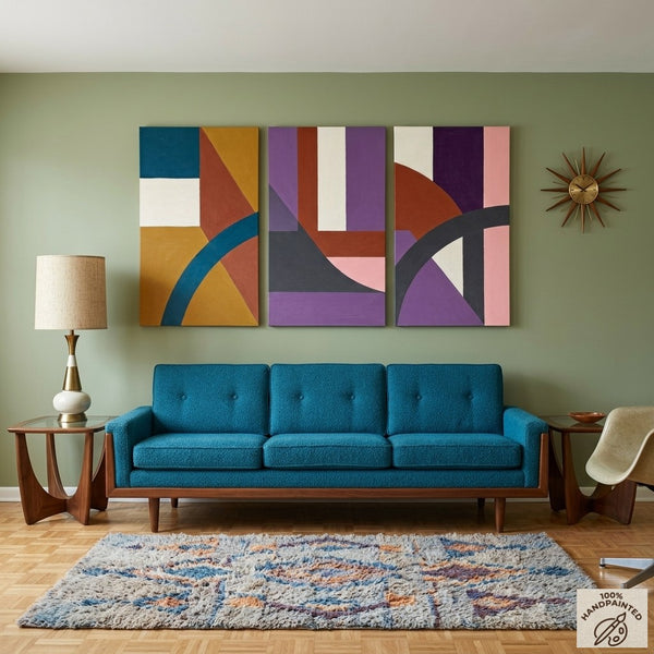 Large Abstract Paintings for Living Room, Multi Panel Canvas Art, Large Group Paintings, Geometric Abstract Paintings