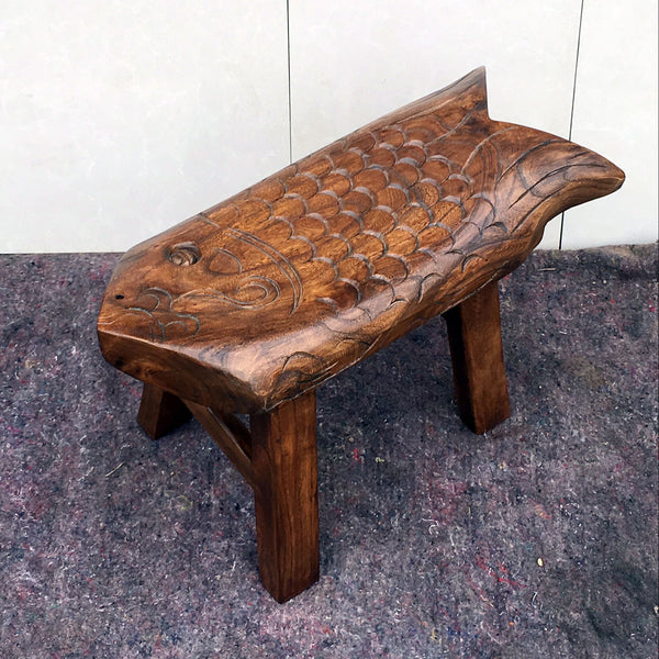 Creative Shoe-changing Stool, Handmade Solid Wood low Stool, Vintage Old Elm Wood Stool, Children's Wooden Stool, Sofa Stool, Dining Table Stool-Paintingforhome