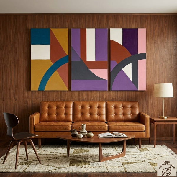 Large Abstract Paintings for Living Room, Multi Panel Canvas Art, Large Group Paintings, Geometric Abstract Paintings