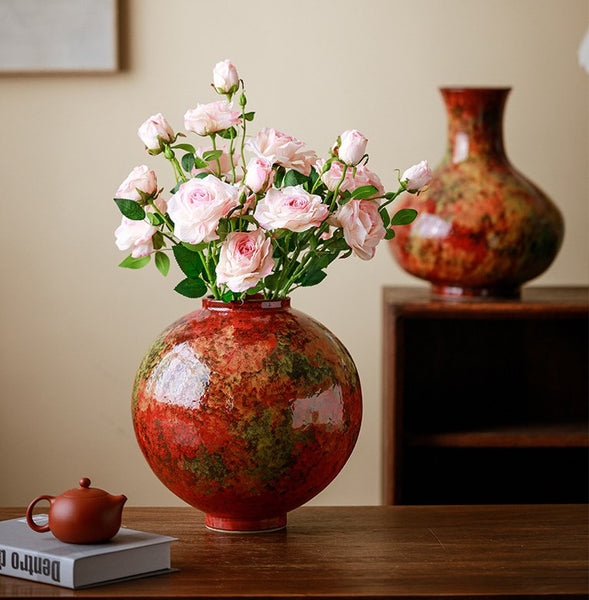 Large Pottery Flower Vases, Handmade Water Holding Flower Vases, Modern Bouquet Flower Vases, Centerpiece on Dining Table, Flower Vase on Table-Paintingforhome