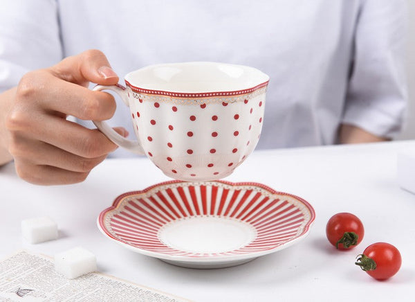 Unique Porcelain Cup and Saucer, Afternoon British Tea Cups, Creative Porcelain Tea Cup Saucer Set, Elegant Modern Ceramic Coffee Cups-Paintingforhome