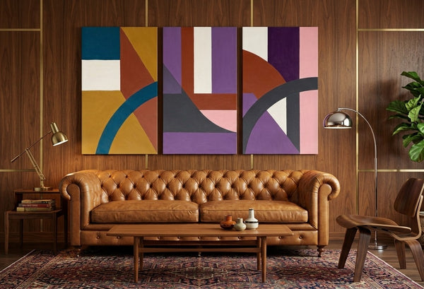 Large Abstract Paintings for Living Room, Multi Panel Canvas Art, Large Group Paintings, Geometric Abstract Paintings
