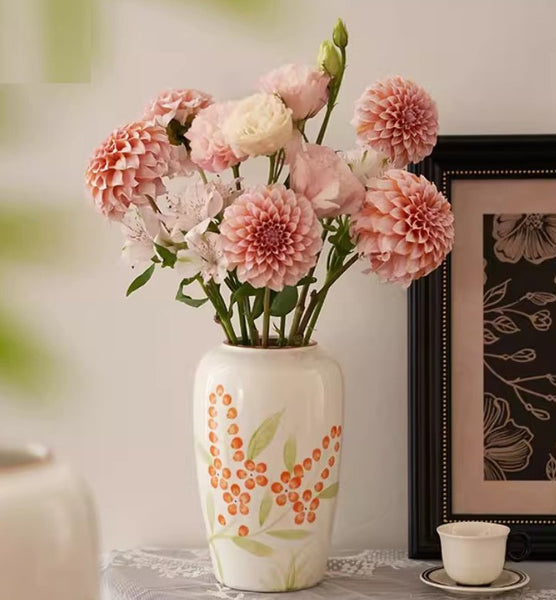 Porcelain Flower Vases, Large Flower Vases on Table, Dining Table Centerpiece, Ceramic Bouquet Vases, Handmade Water Holding Flower Vase-Paintingforhome
