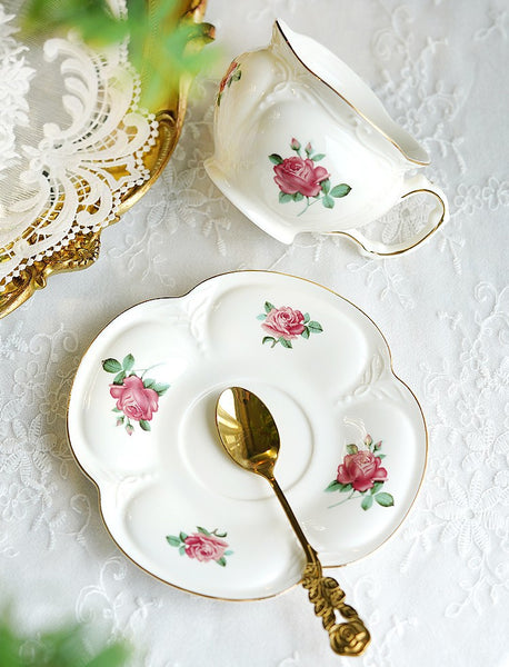 British Royal Ceramic Cups for Afternoon Tea, Elegant Ceramic Coffee Cups, Rose Bone China Porcelain Tea Cup Set, Unique Tea Cup and Saucer in Gift Box-Paintingforhome
