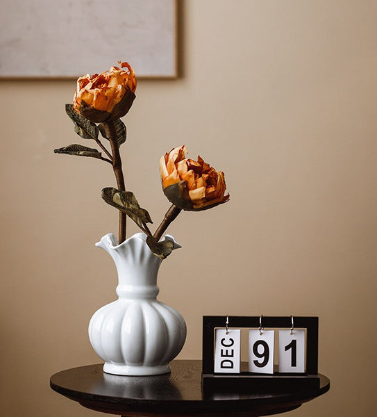 Handmade Water Holding Flower Vase, Ceramic Bud Vases, Small Flower Vases on Table, Rustic Porcelain Flower Vases-Paintingforhome