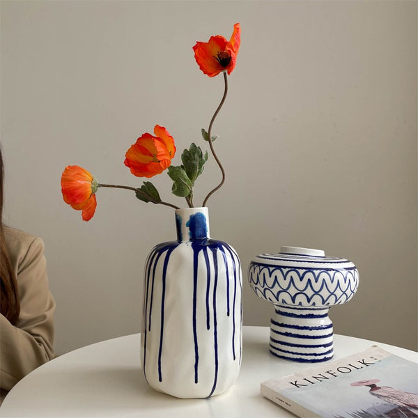 Handmade Water Holding Flower Vases, Modern Ceramic Flower Vases, Porcelain Bud Vases, Small Flower Vases on Table-Paintingforhome