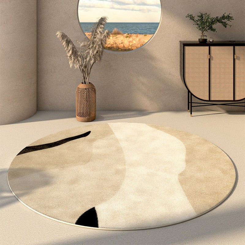 Simple Modern Floor Rug Next To Bed, Geometric Round Circle Carpet For Bedroom