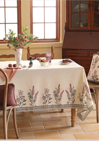 Beautiful Rectangle Tablecloth for Dining Table, Extra Large Modern Tablecloth, Spring Flower Rustic Table Cover, Square Linen Tablecloth for Coffee Table-Paintingforhome