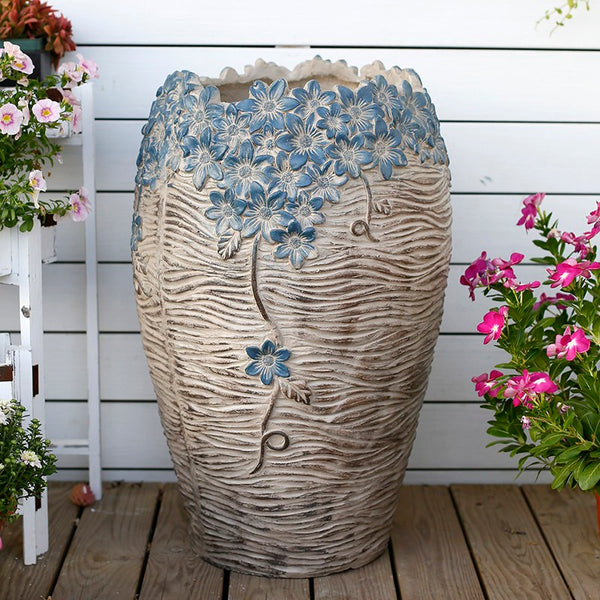 Extra Large Garden Flower Planters, Oversized Garden Flower Pot, Garden Ornaments, Large Resin Gardern Flower Planter, Modern Outdoor Garden Flower Pots-Paintingforhome
