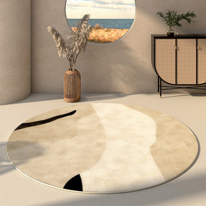 Simple Modern Floor Rugs Next to Bed, Bedroom Geometric Round Rugs, Circular Modern Rugs for Dining Room, Contemporary Floor Carpets for Entryway-Paintingforhome