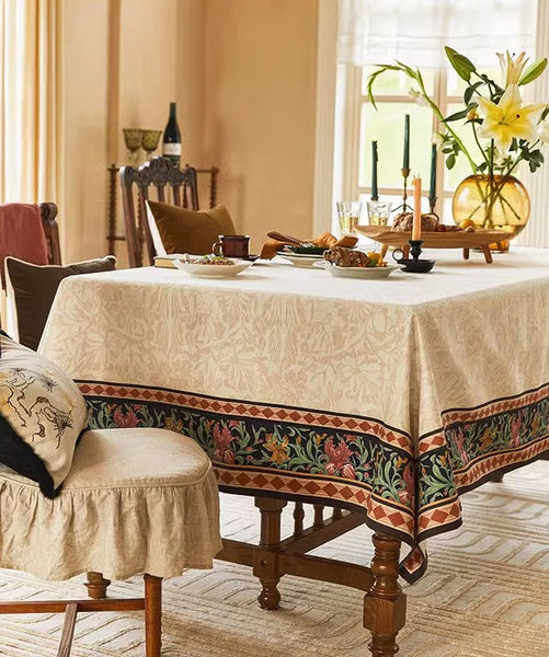 Long Large Modern Rectangular Tablecloth for Dining Room Table, Mid Century Tablecloth for Round Table, Flower Farmhouse Table Covers, Square Tablecloth for Kitchen-Paintingforhome