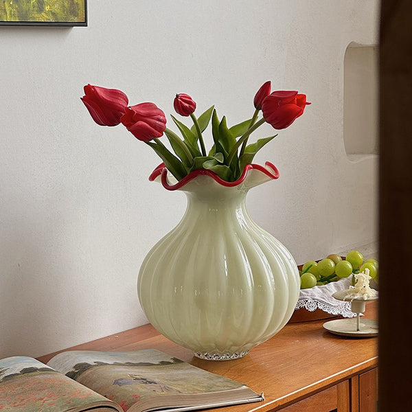 French Vintage Glass Flower Vases, Glass Bud Vases, Flower Vases on Table, Handmade Water Holding Flower Vases-Paintingforhome