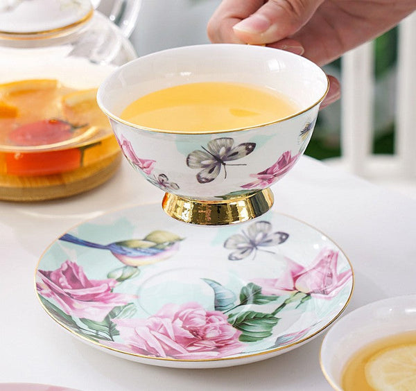 Unique Traditional Afternoon Tea Cup and Saucer in Gift Box, Royal Porcelain Tea Cup Saucer Set, Elegant Flower Pattern Ceramic Coffee Cups, Beautiful British Tea Cups-Paintingforhome