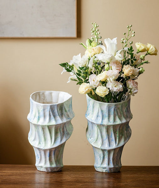 Modern Porcelain Flower Vases, Handmade Water Holding Flower Vases, Centerpiece on Dining Table, Ceramic Bouquet Vases, Flower Vases on Table-Paintingforhome