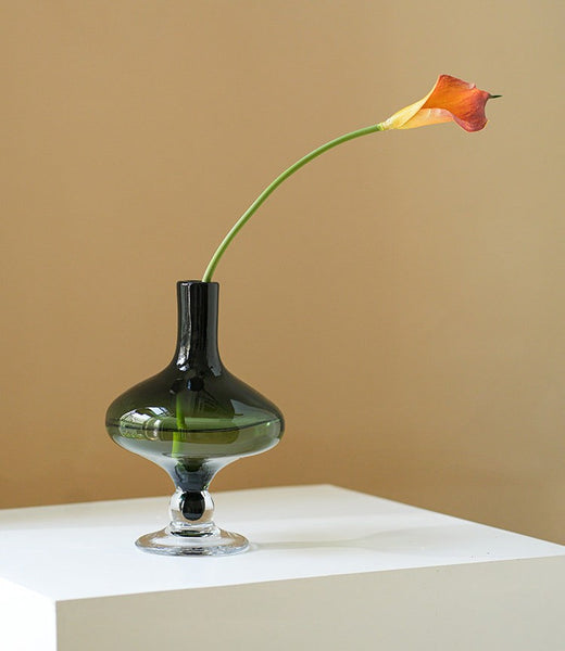 Decorative Glass Vase, Mid Century Glass Vases, Handmade Modern Vases for Bedroom, Centerpiece Contemporary Vases on Table, Modern Glass Vase for Flowers-Paintingforhome