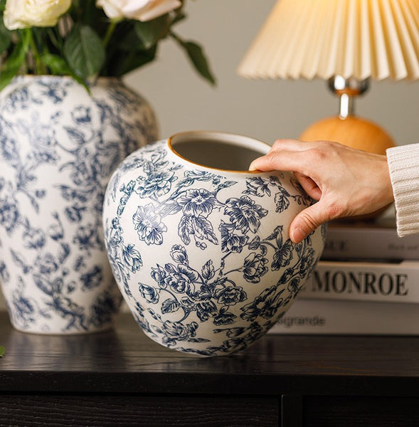 Porcelain Flower Vases, Modern Ceramic Bouquet Vases, Centerpiece on Dining Table, Flower Vase on Table, Handmade Water Holding Flower Vases-Paintingforhome