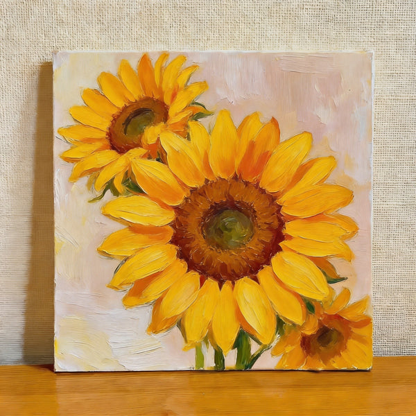 Sunflowers in Full Bloom, Still Life Painting, Hand Painted Canvas Art, Original Flower Paintings, Buy Small Paintings Online, Small Canvas Artwork-Paintingforhome